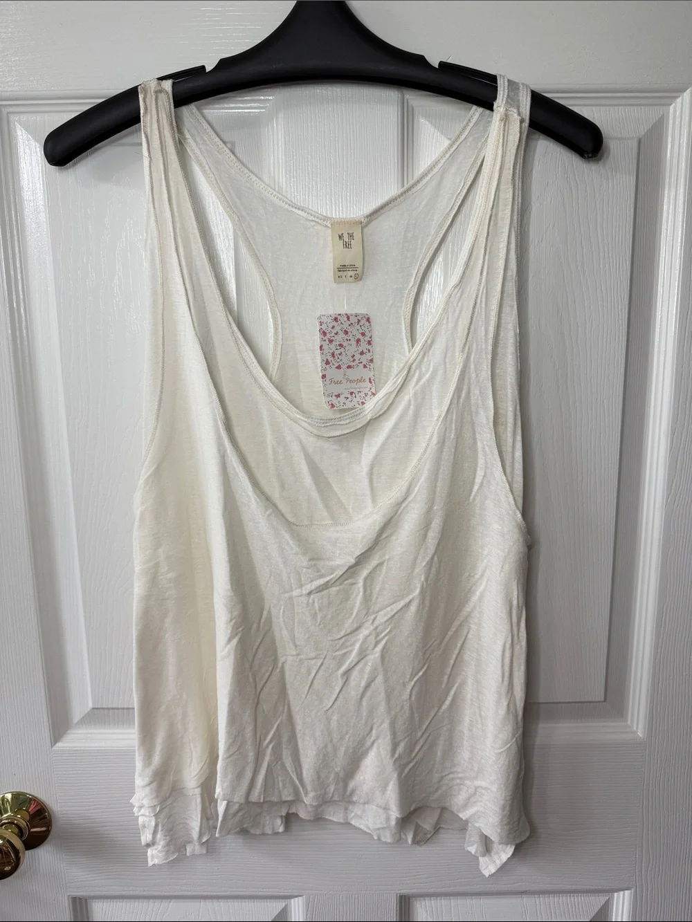 Free People Cream Double-Layered Scoop Tank